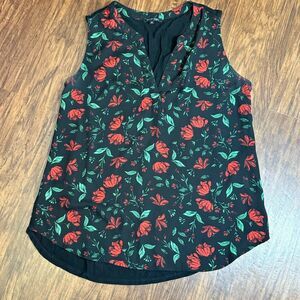 Paper Moon Tank Blouse Women’s Medium Black And Red Floral